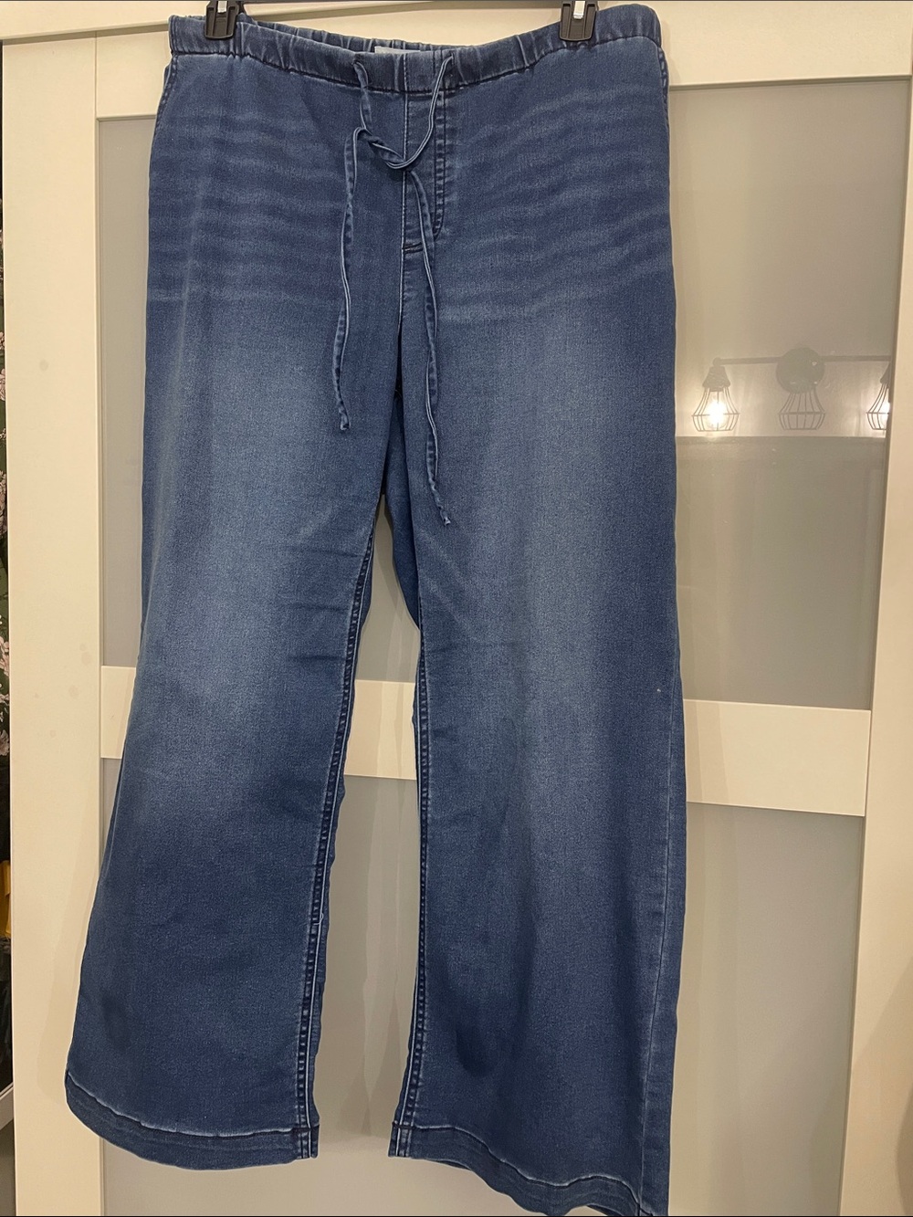Market & Spruce Medium Blue Wide-Leg Drawstring Jeans